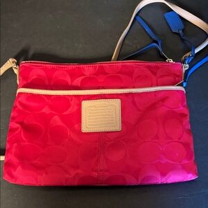 Coach Fuchsia and Tan Crossbody Bag